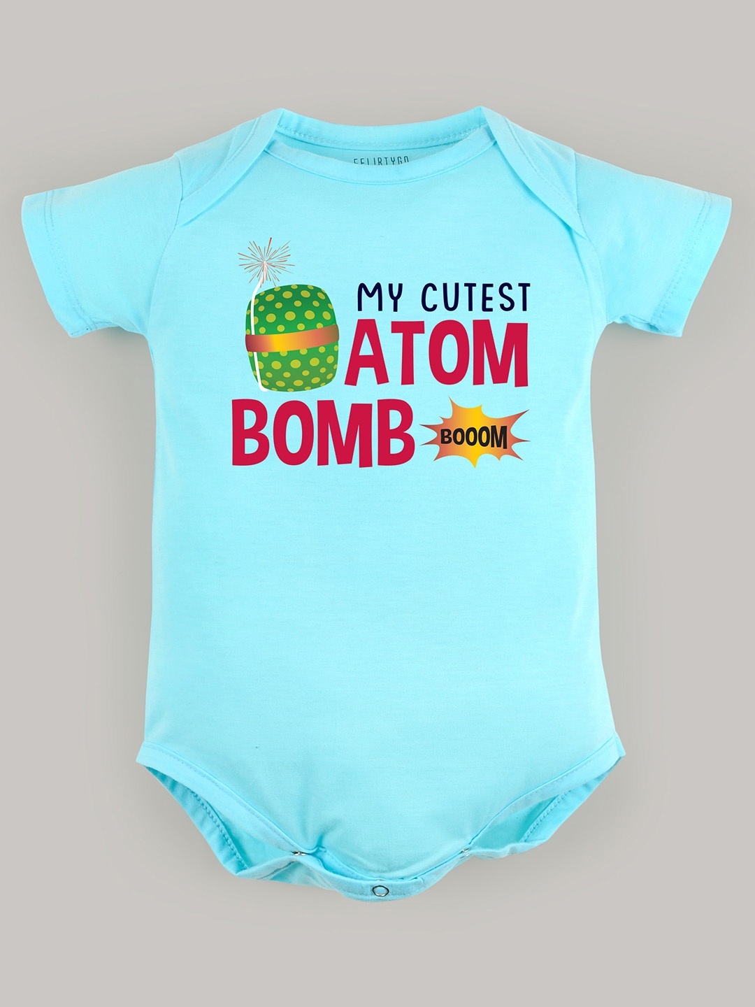 

FFLIRTYGO Infant Printed Cotton Bodysuit, Turquoise blue