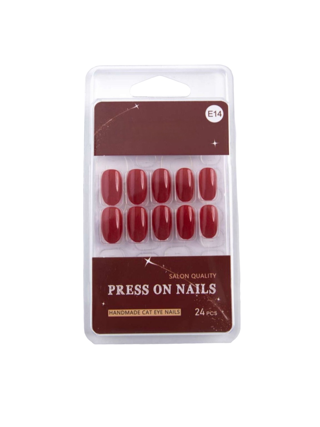 

RANORE 24 Pieces Handmade Cat Eye Press On Nails - E14, Red