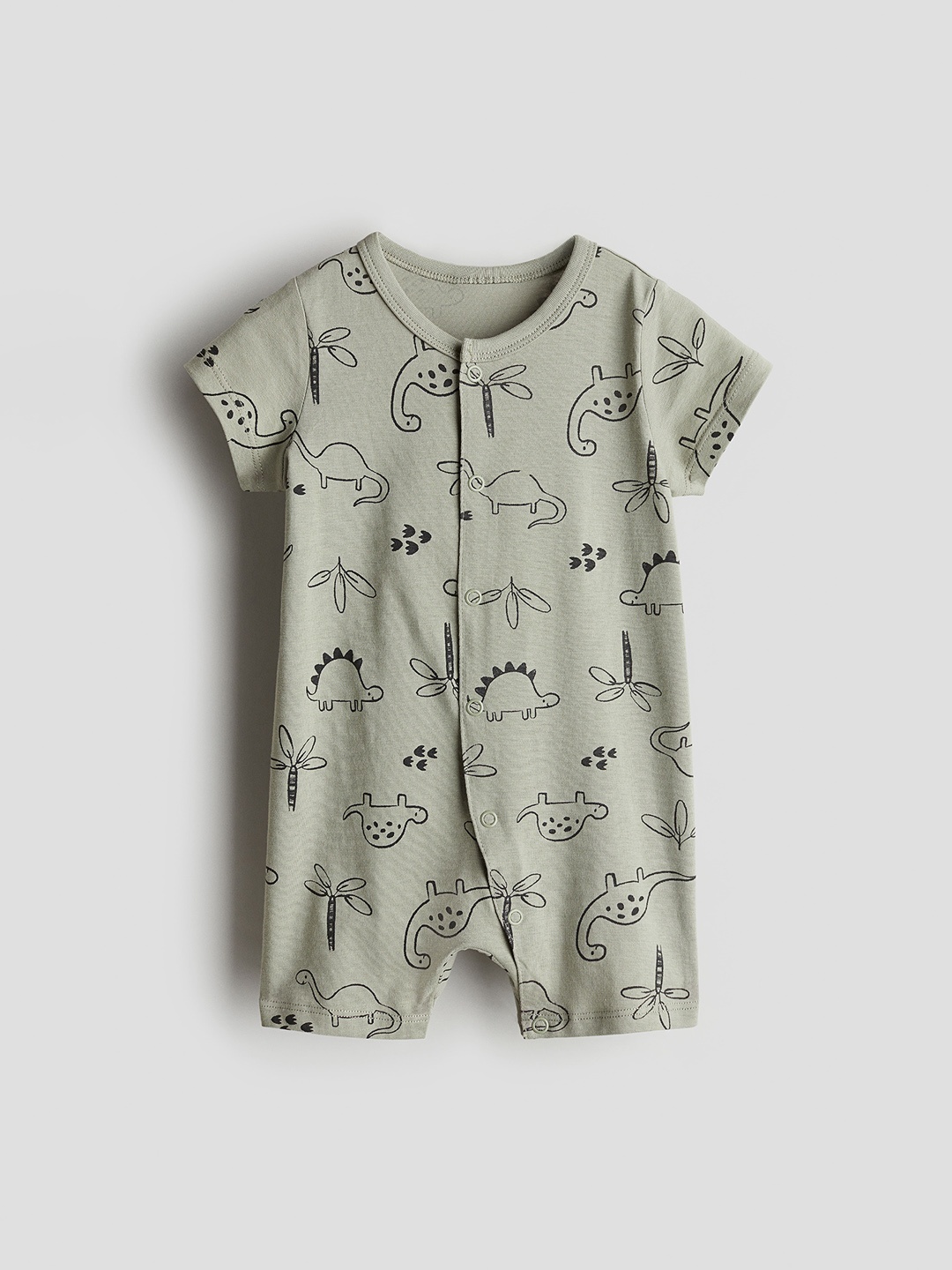 

H&M Printed Cotton Rompers, Green