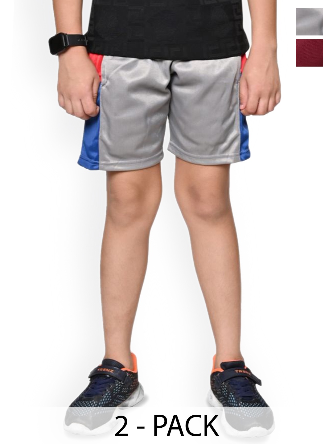 

BAESD Boys Pack Of 2 Colourblocked High-Rise Shorts, Grey