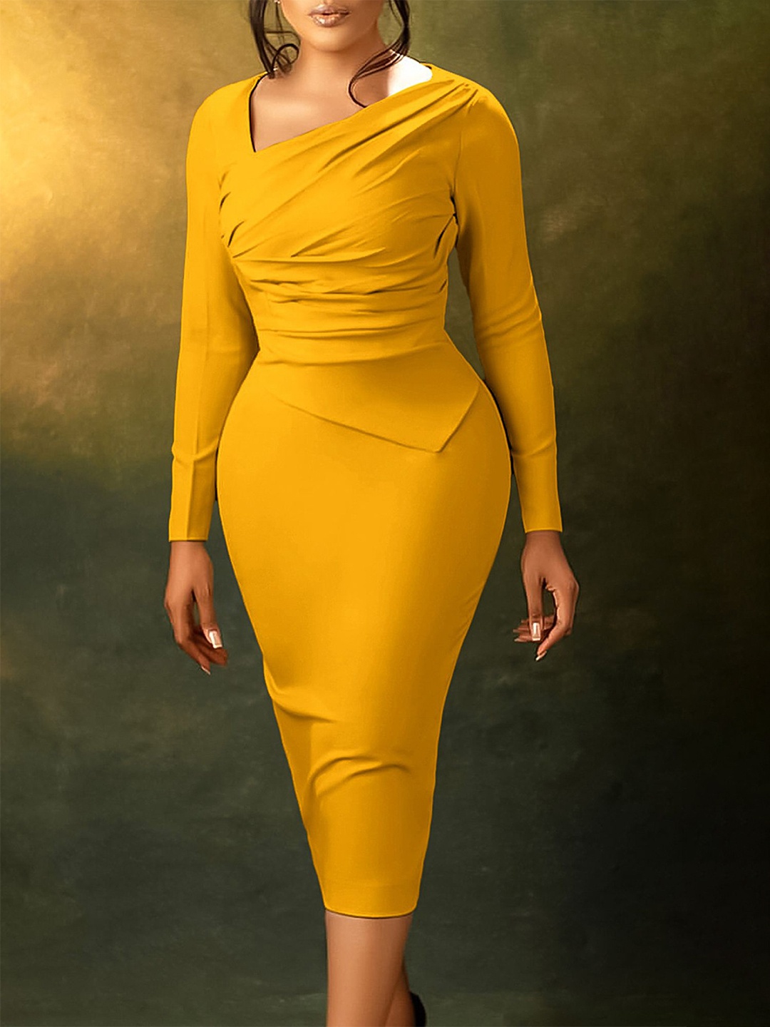 

LULU & SKY Women Bodycon Midi Dress, Yellow