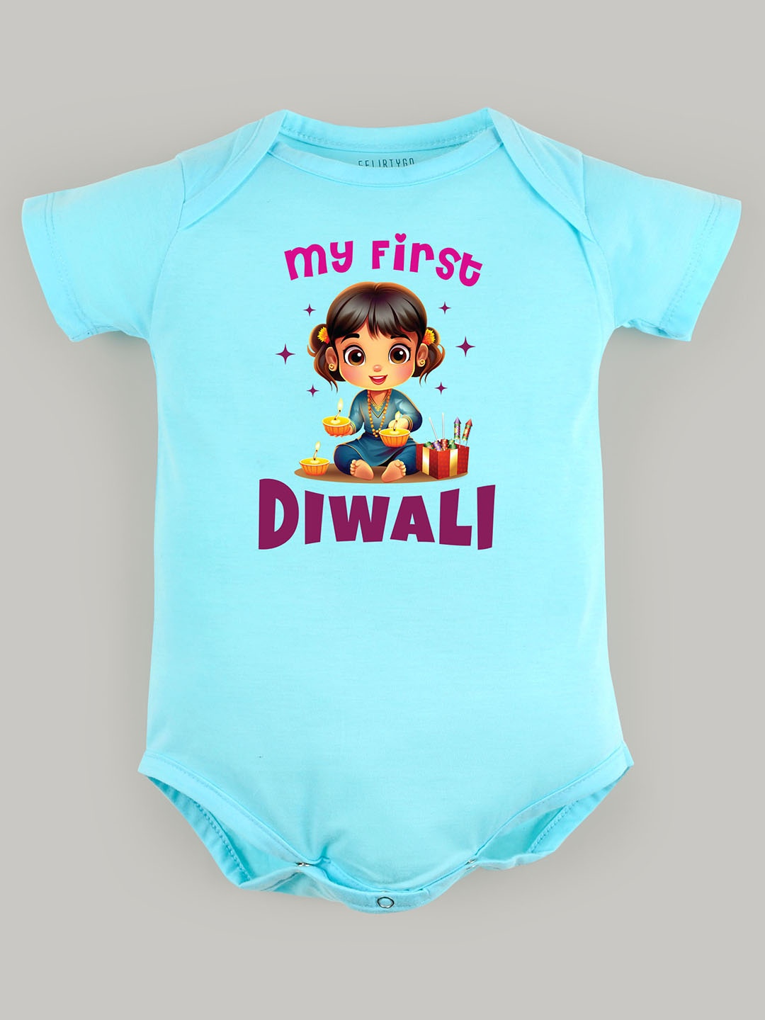 

FFLIRTYGO Kids Infants Printed Cotton Bodysuit, Turquoise blue
