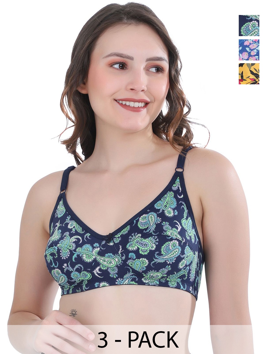 

Docare Floral Cotton Bra Full Coverage For Women, Yellow