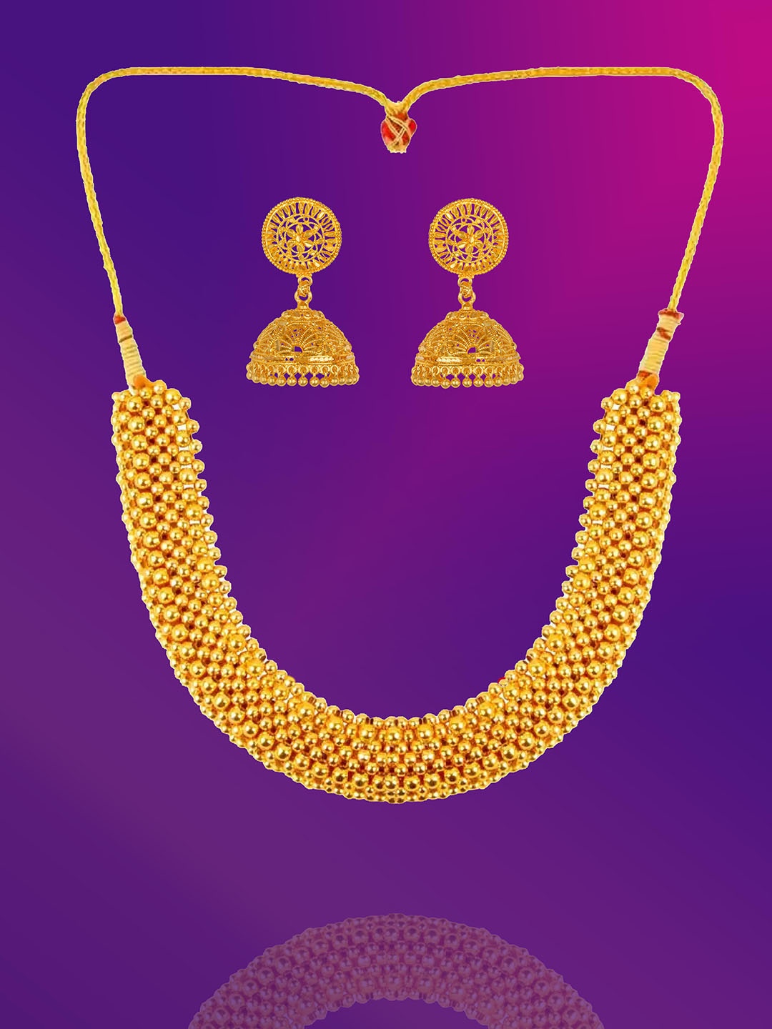 

Lila Gold-Plated Choker With Jhumkas