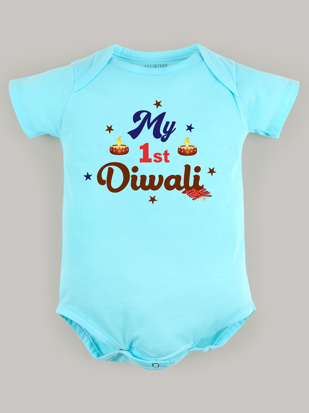

FFLIRTYGO Kids Printed Cotton Bodysuit, Turquoise blue