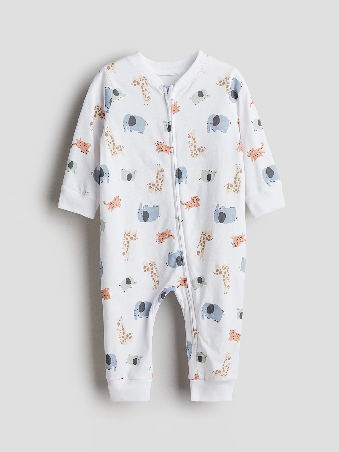 

H&M Boys Cotton Patterned Rompers, White