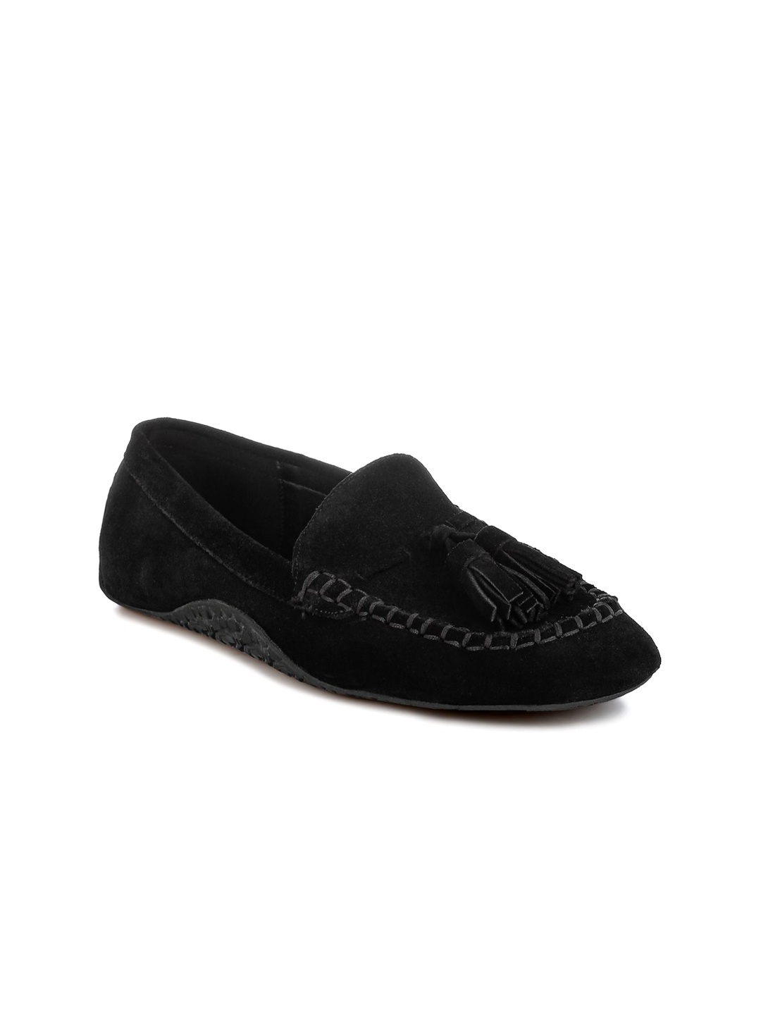 

RAG & CO Women Suede Casual Shoes Loafers, Black