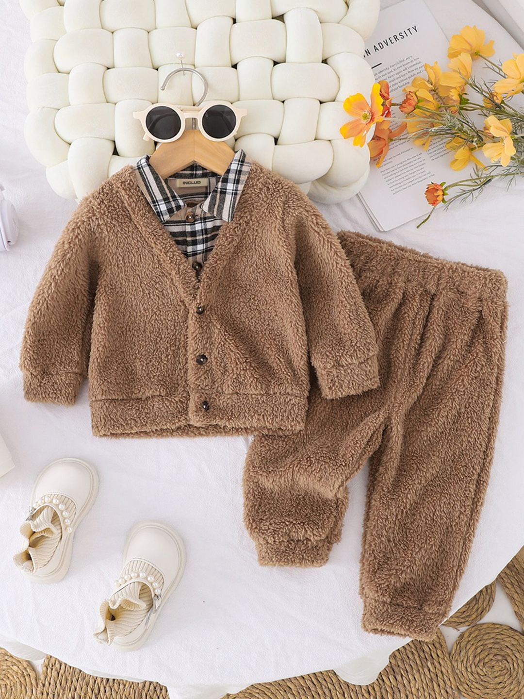 

INCLUD Boys Fleece Jacket with Trouser, Brown