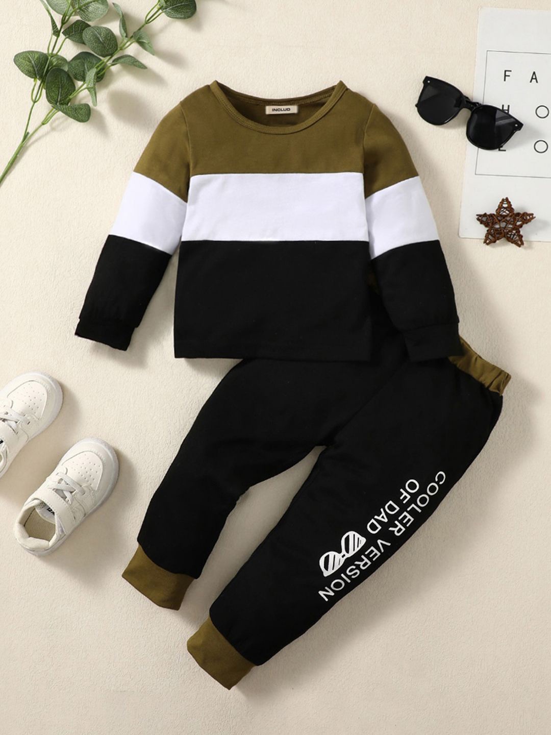 

INCLUD Boys Colourblocked Sweatshirt and Joggers Clothing Set, Black