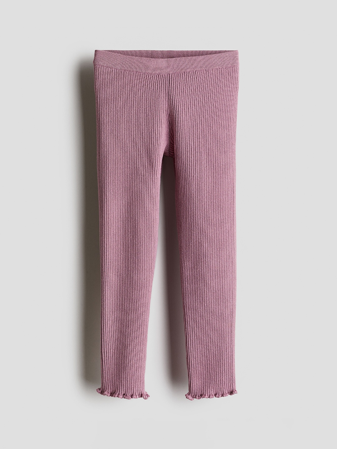 

H&M Girls Rib-Knit Ankle Length Leggings, Pink