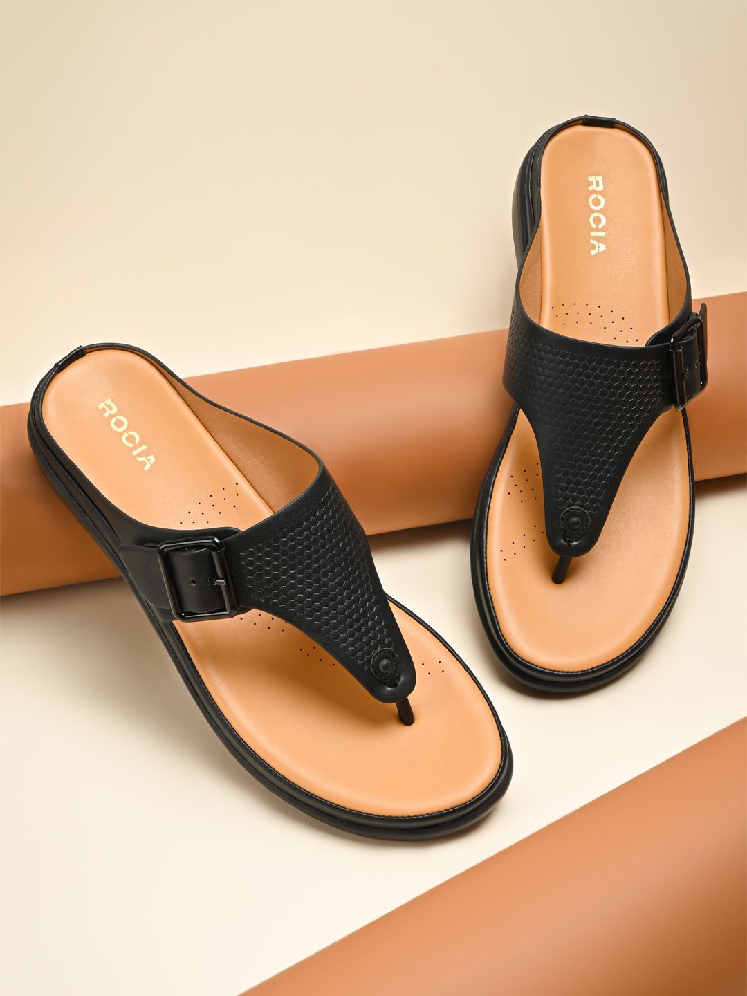 

Rocia Women T-Strap Flats with Buckles, Black