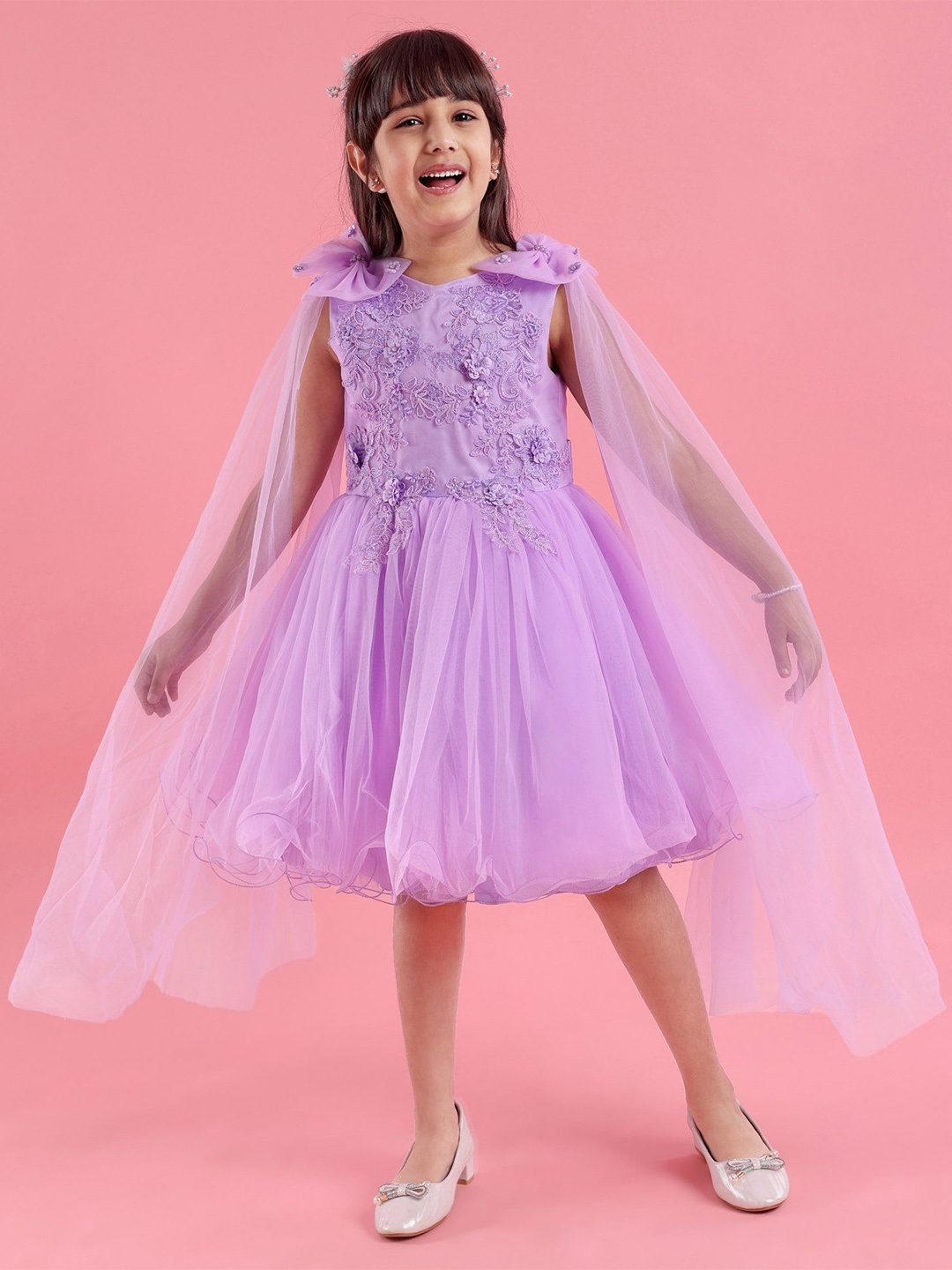 

Mark & Mia Girls A-Line Round Neck Dress, Purple
