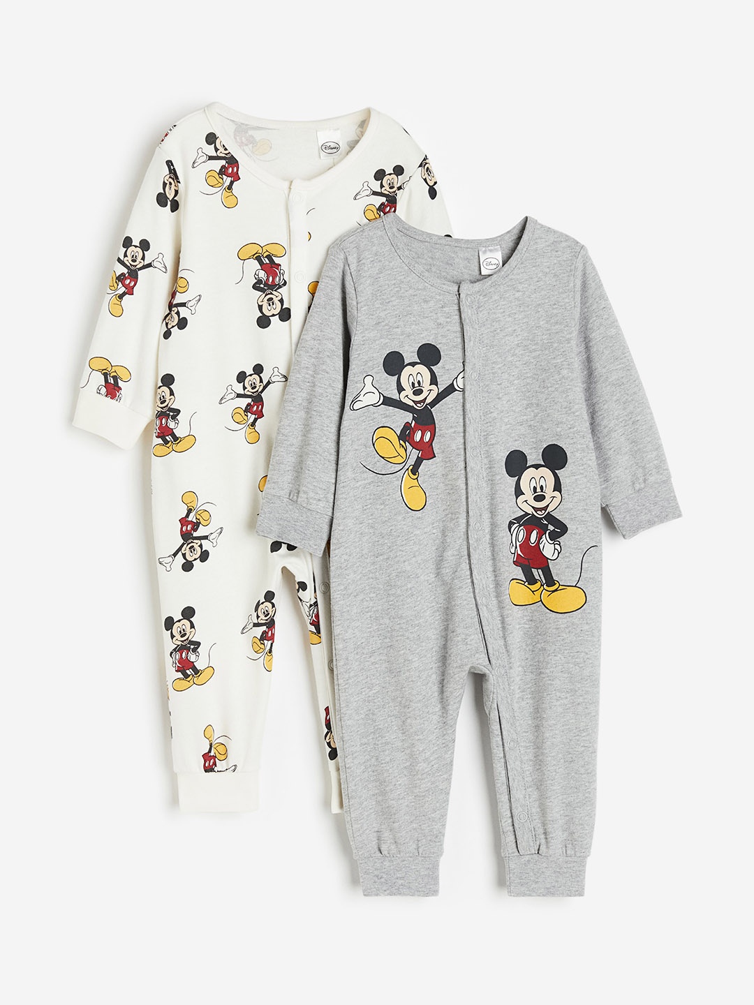 

H&M Pack Of 2 Printed White and Grey Cotton Kids-Boys Romper