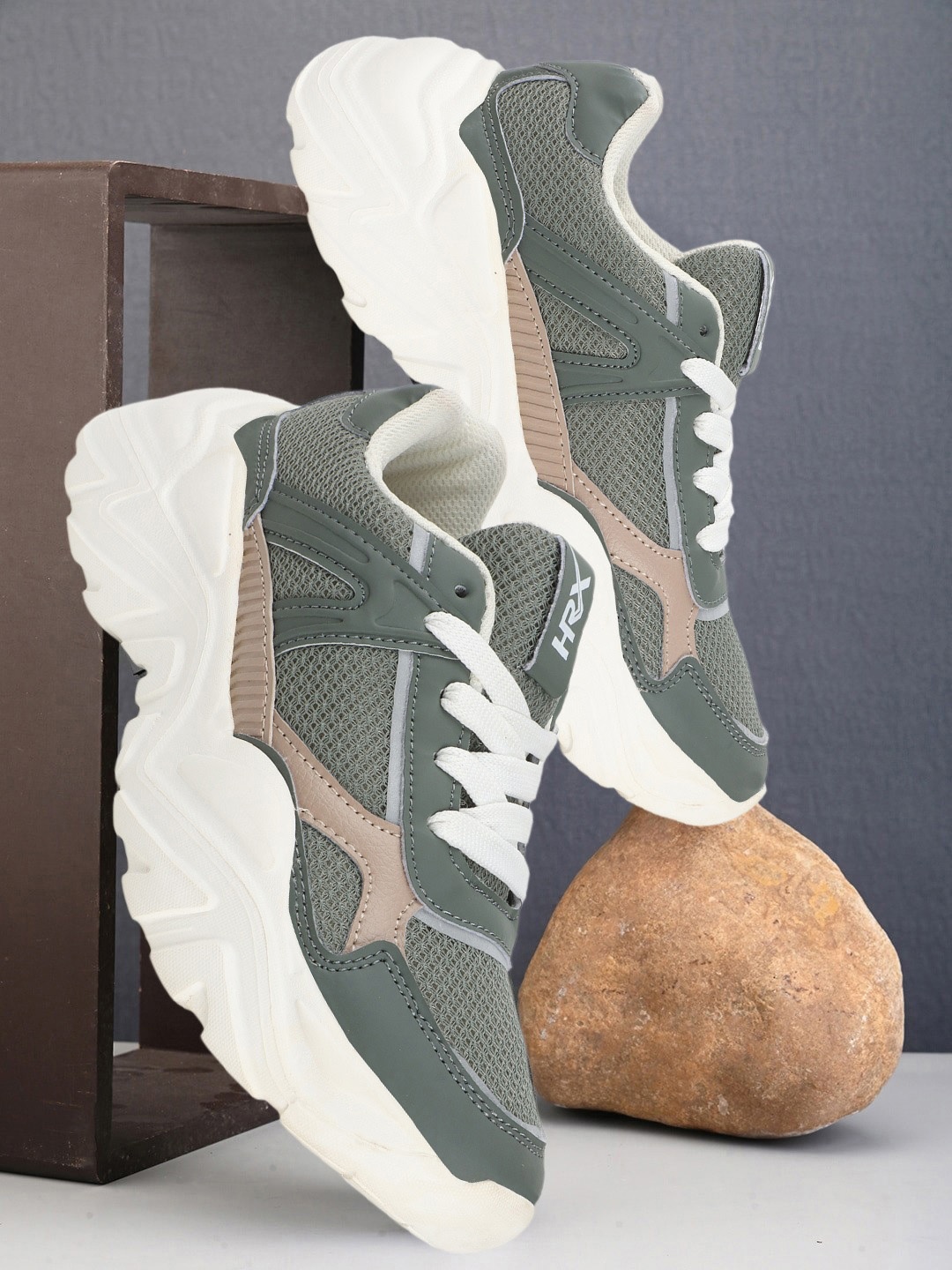 

HRX by Hrithik Roshan Women Textured Sneakers, Olive
