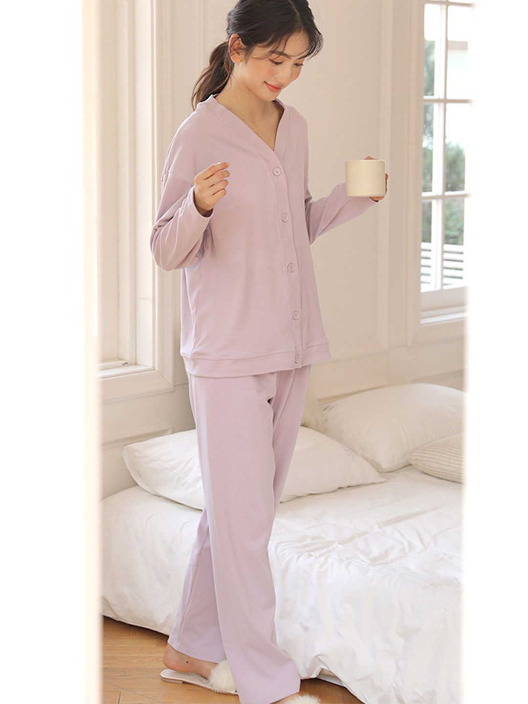 

LULU & SKY Women Cardigan & Pant Night suit, Purple