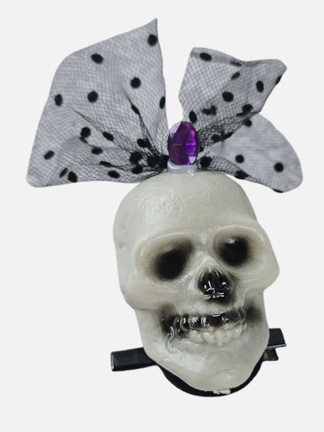 

Little Surprise Box LLP Kids White & Purple Bling Skull Alligator Clip