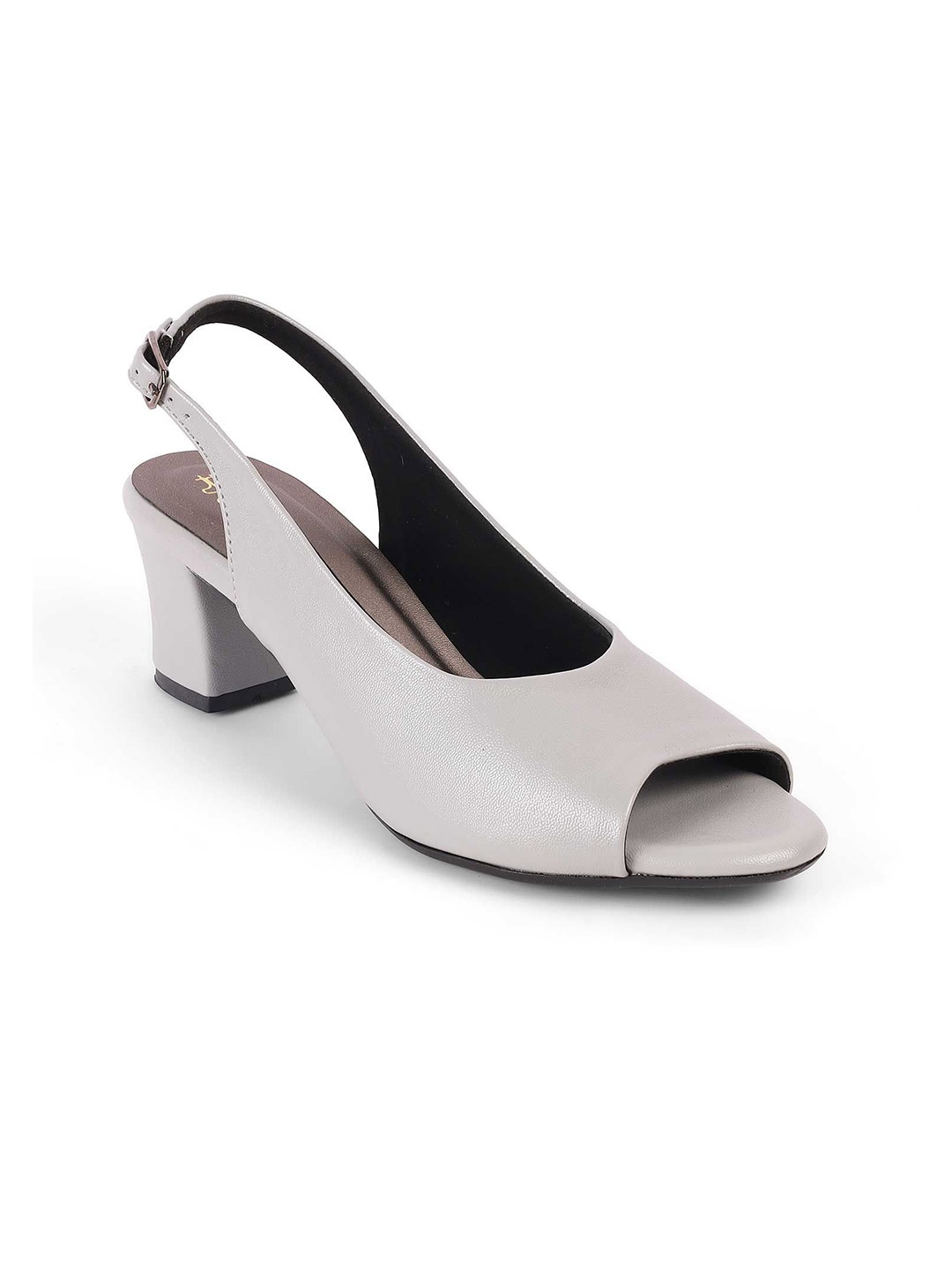 

Tresmode Women Leather Block Sandals with Buckles, Grey