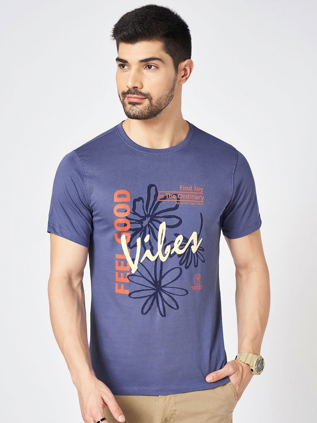 

Urban Ranger by pantaloons Men Typography Pockets Slim Fit T-shirt, Steel