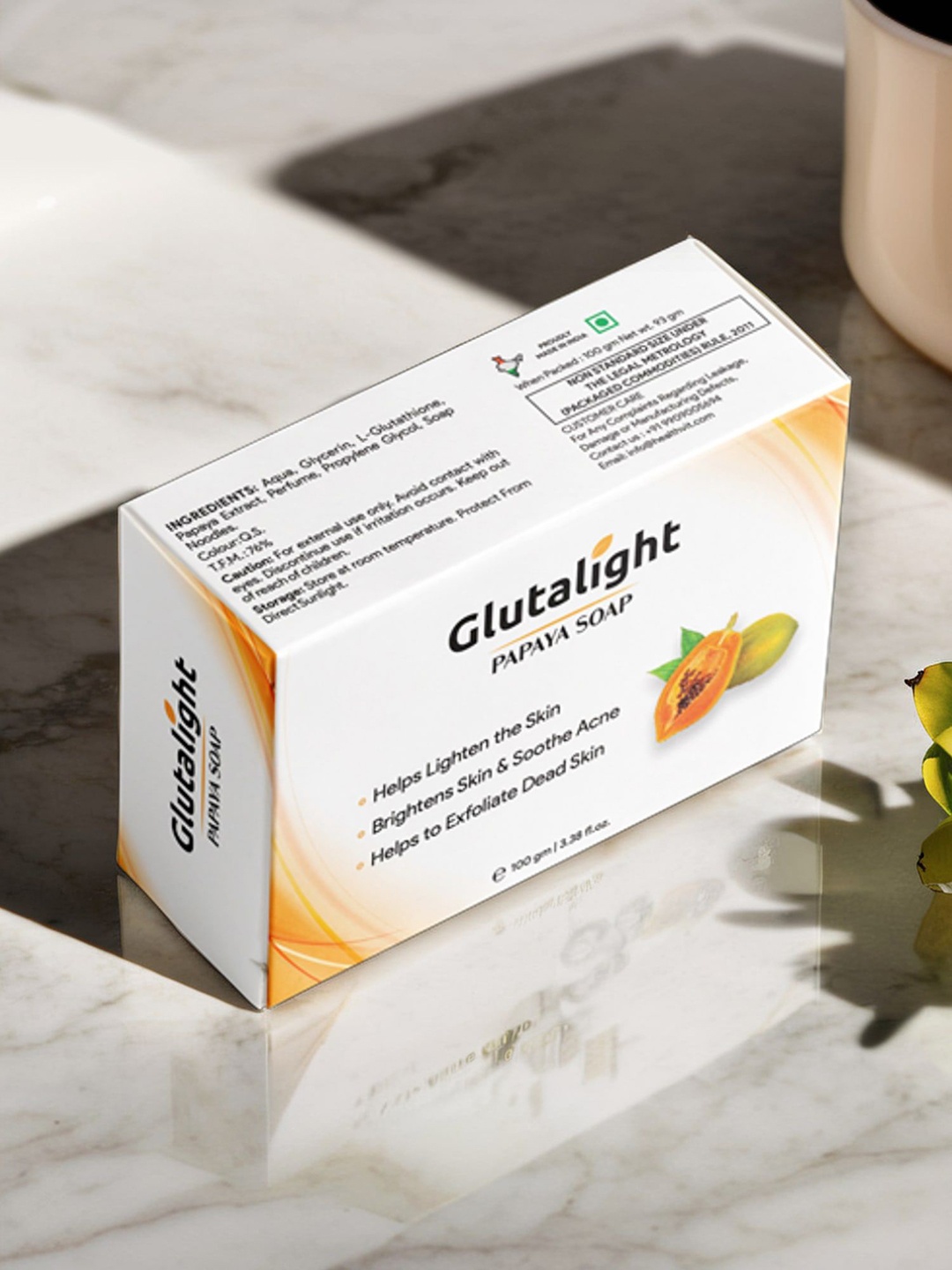 

Glutalight Papaya Soap With Kojic Acid & Olive Oil - 100 g, Orange