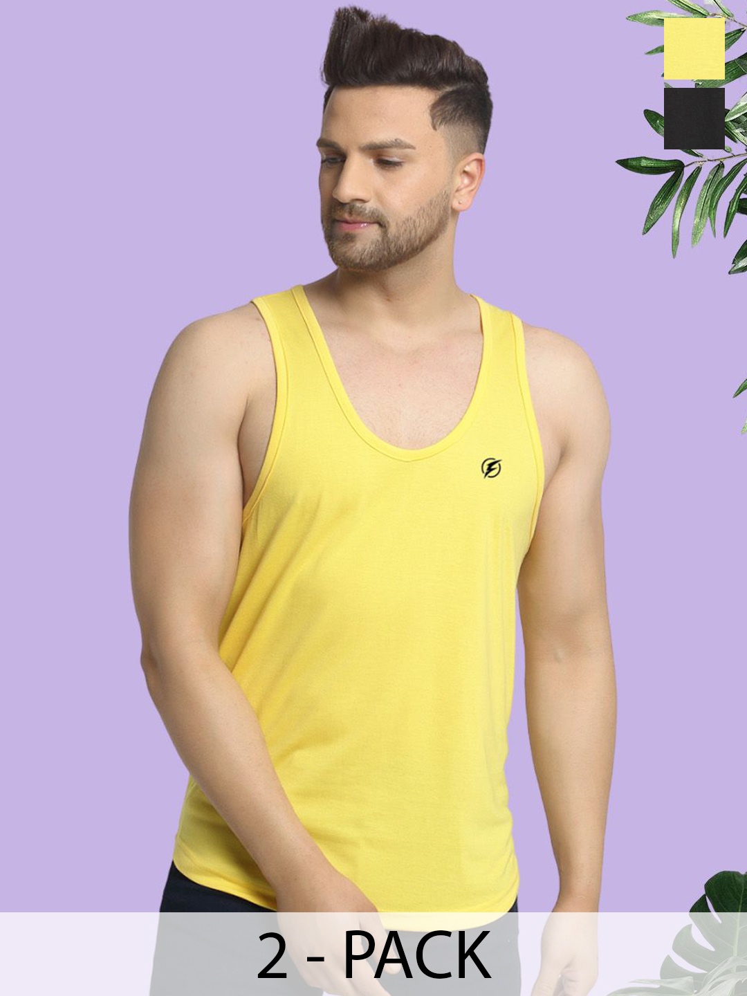 

Friskers Men Pack Of 2 Cotton Innerwear Vests C-01-06, Black