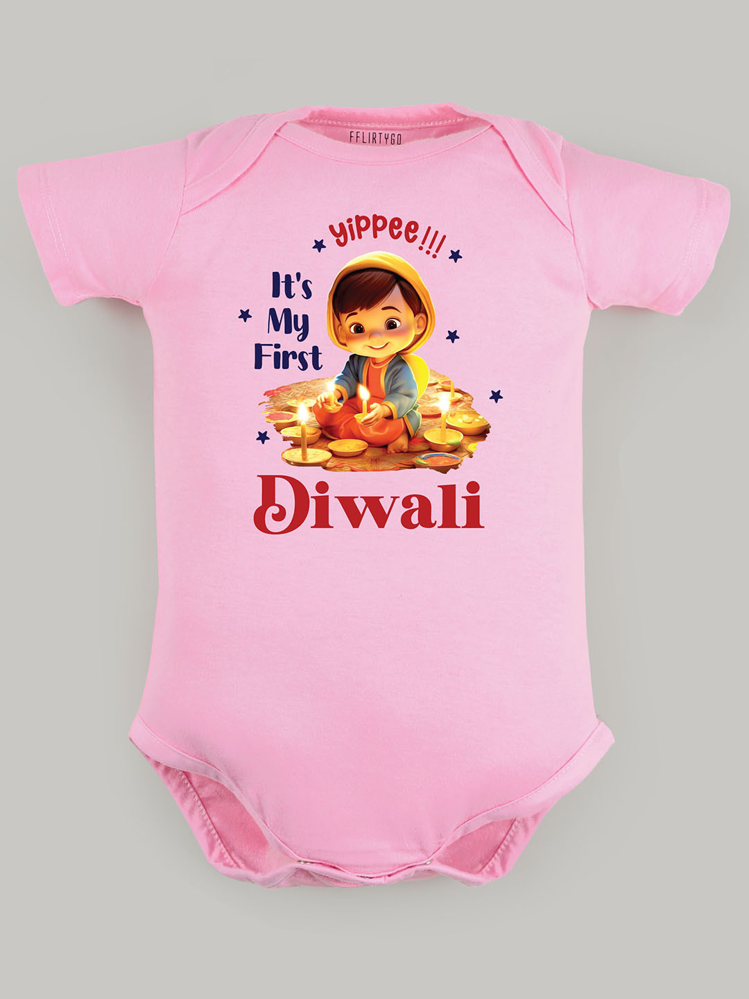 

FFLIRTYGO Kids Printed Cotton Bodysuit, Pink