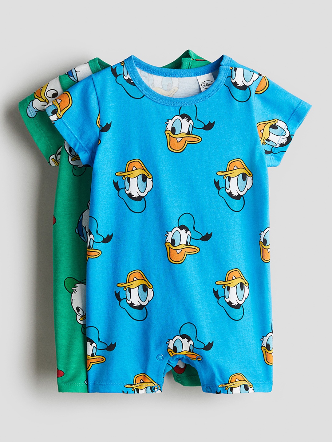 

H&M Boys Pack Of 2 Printed Cotton Rompers, Blue