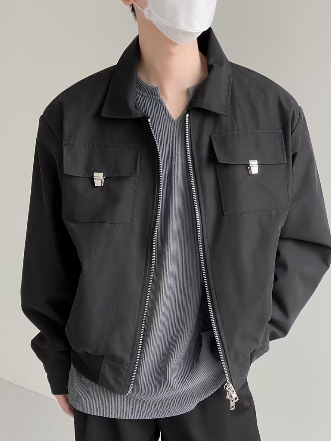 

StyleCast Men Spread Collar Solid Casual Open Front Jacket, Black
