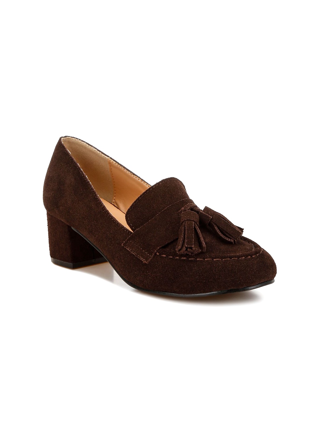 

RAG & CO Women Textured Slip-on Loafers, Brown