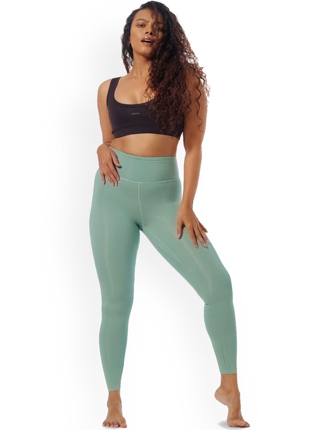 

YAMAYOGA Women Solid Ankle Length Tights, Turquoise blue