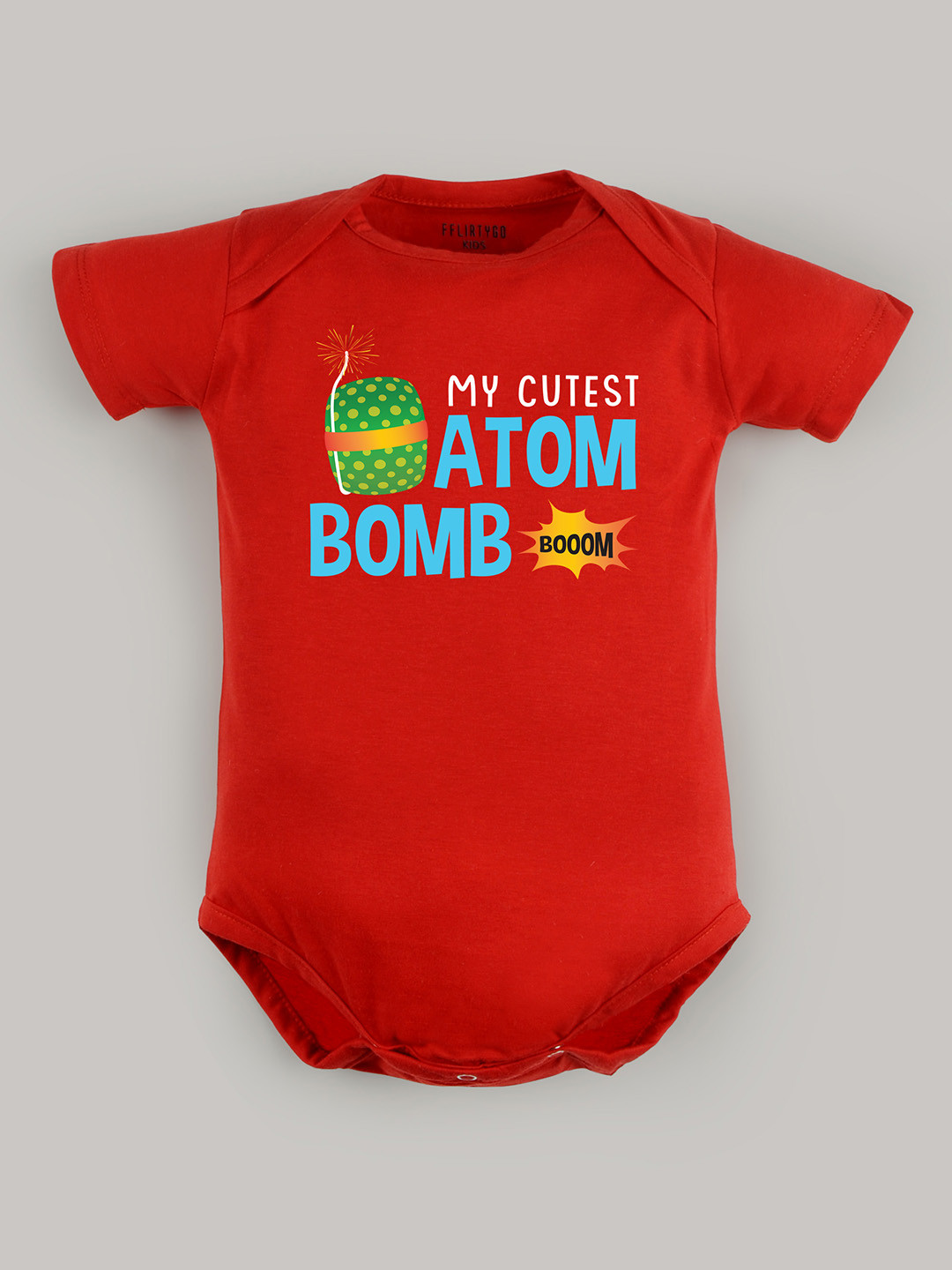 

FFLIRTYGO Kids Cotton Printed Bodysuit, Red