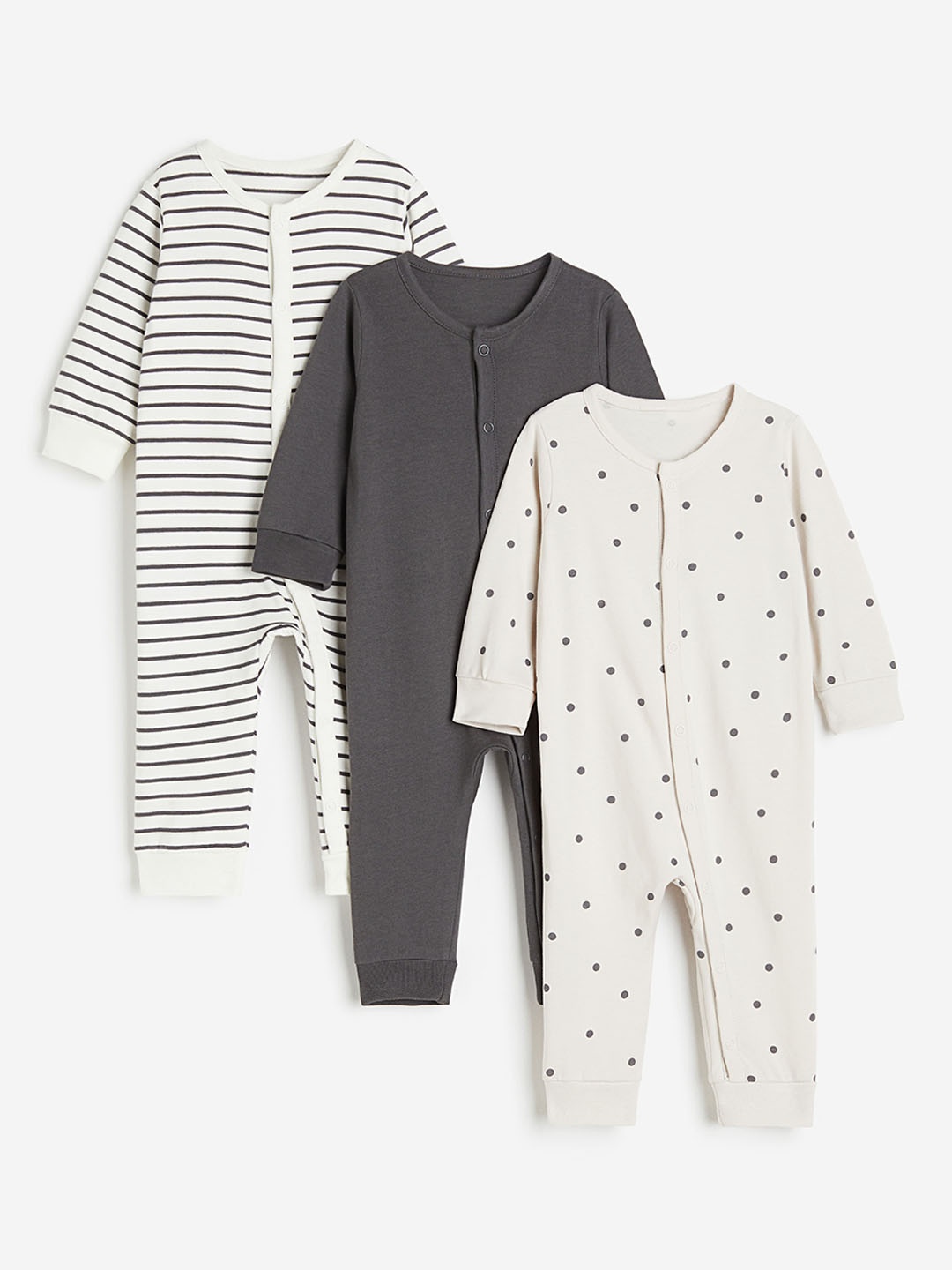 

H&M 3-Pack Cotton Pyjamas, Grey