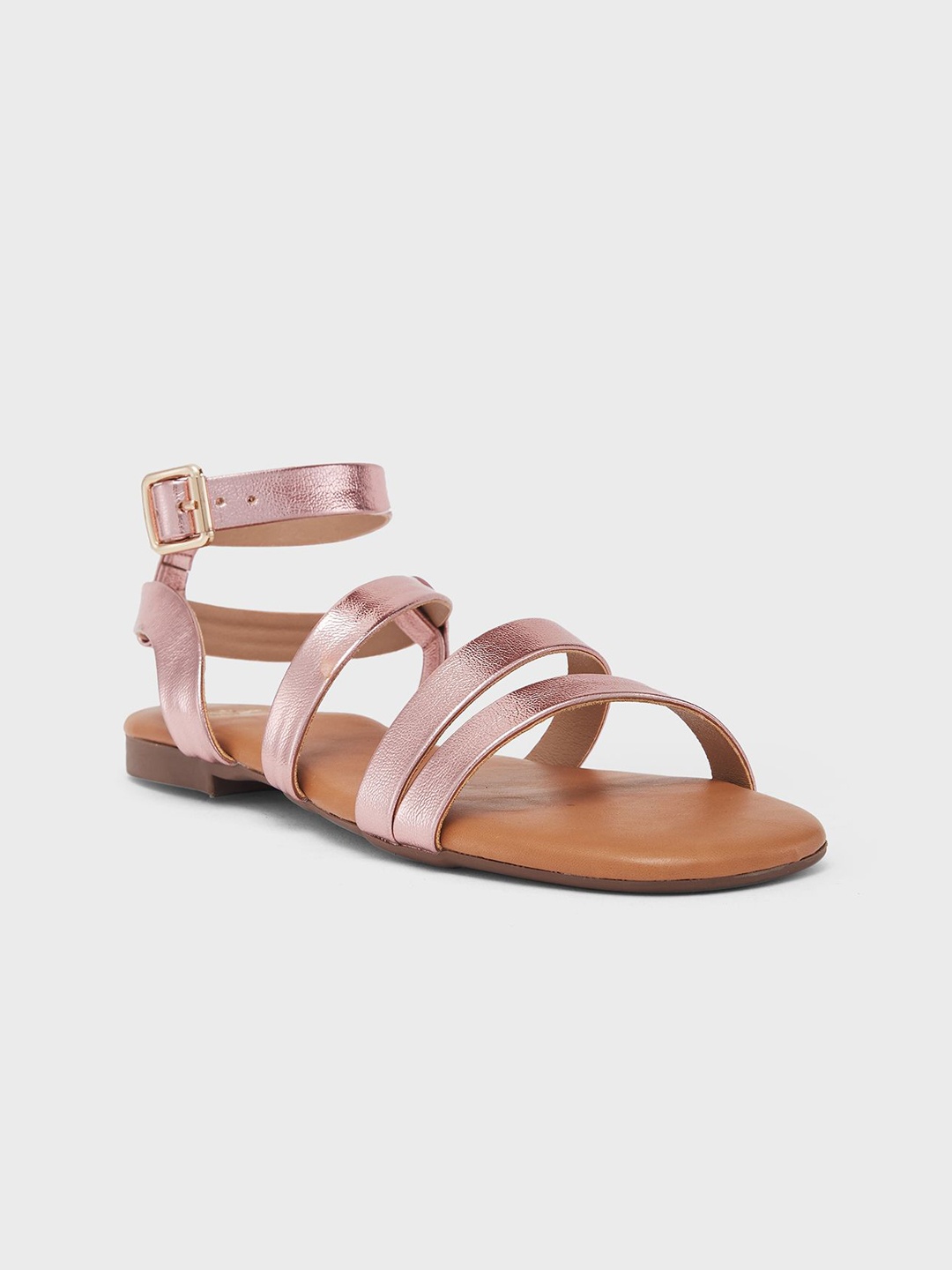 

Sole To Soul Women Gladiators with Buckles Flats, Pink
