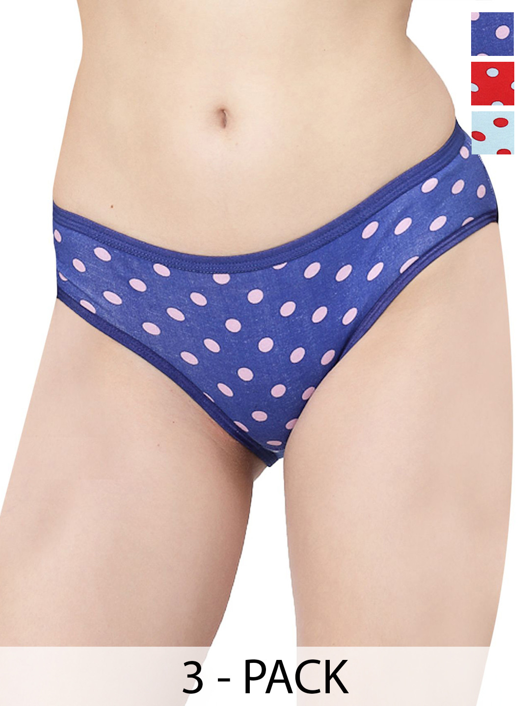 

Docare Women Pack of 3 Printed Bikini Briefs, Blue