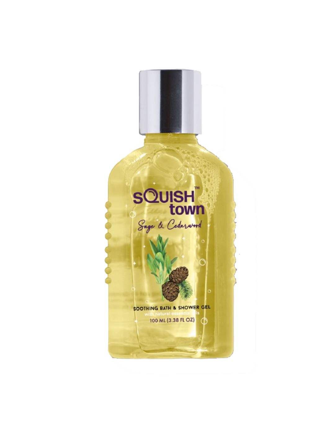 

Squish town Sage & Cedarwood Soothing Aromatherapy Bath & Shower Gel - 100ml, Yellow