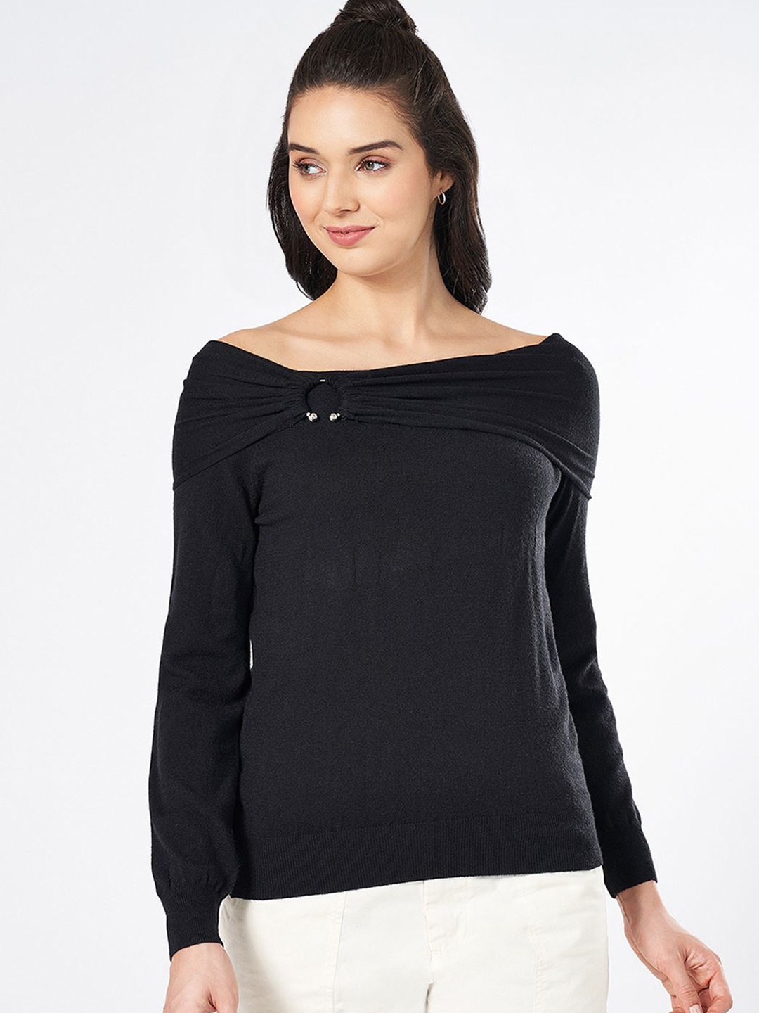 

Honey by Pantaloons Off-Shoulder Long Sleeves Top, Black