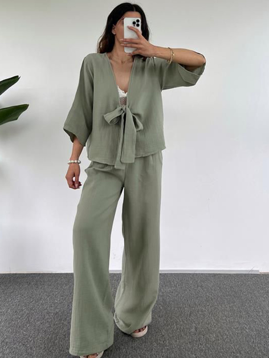 

MIAKEE Jacket With Palazzo Co-Ords, Green