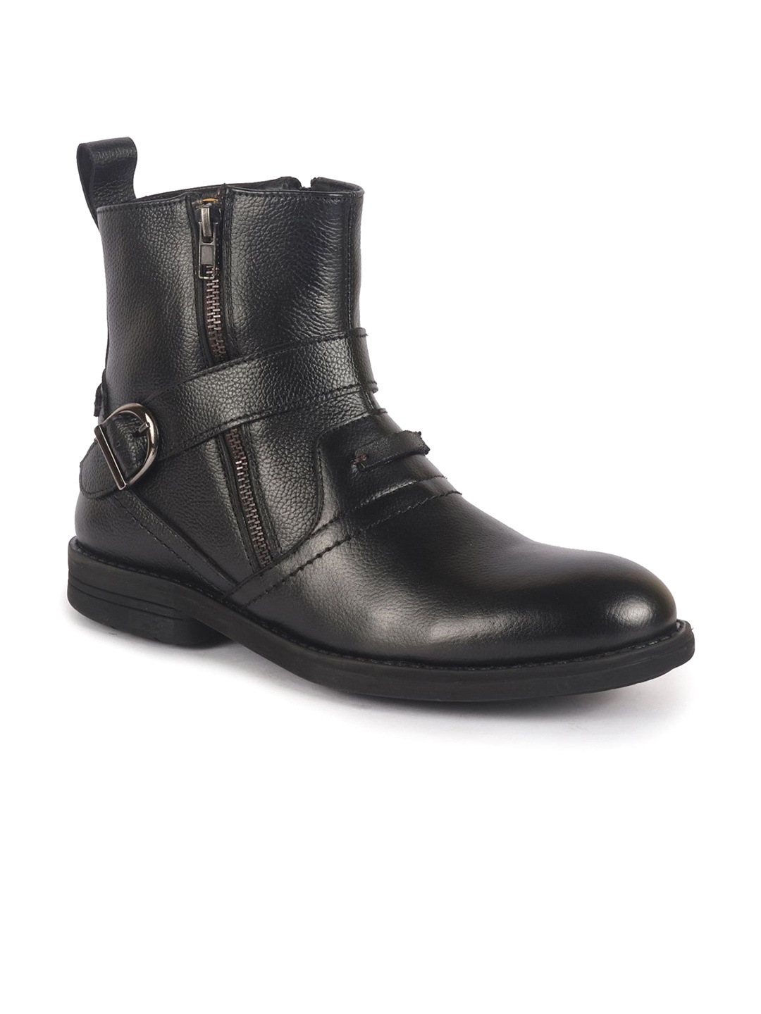 

FAUSTO Men Genuine Leather Ankle Boots, Black