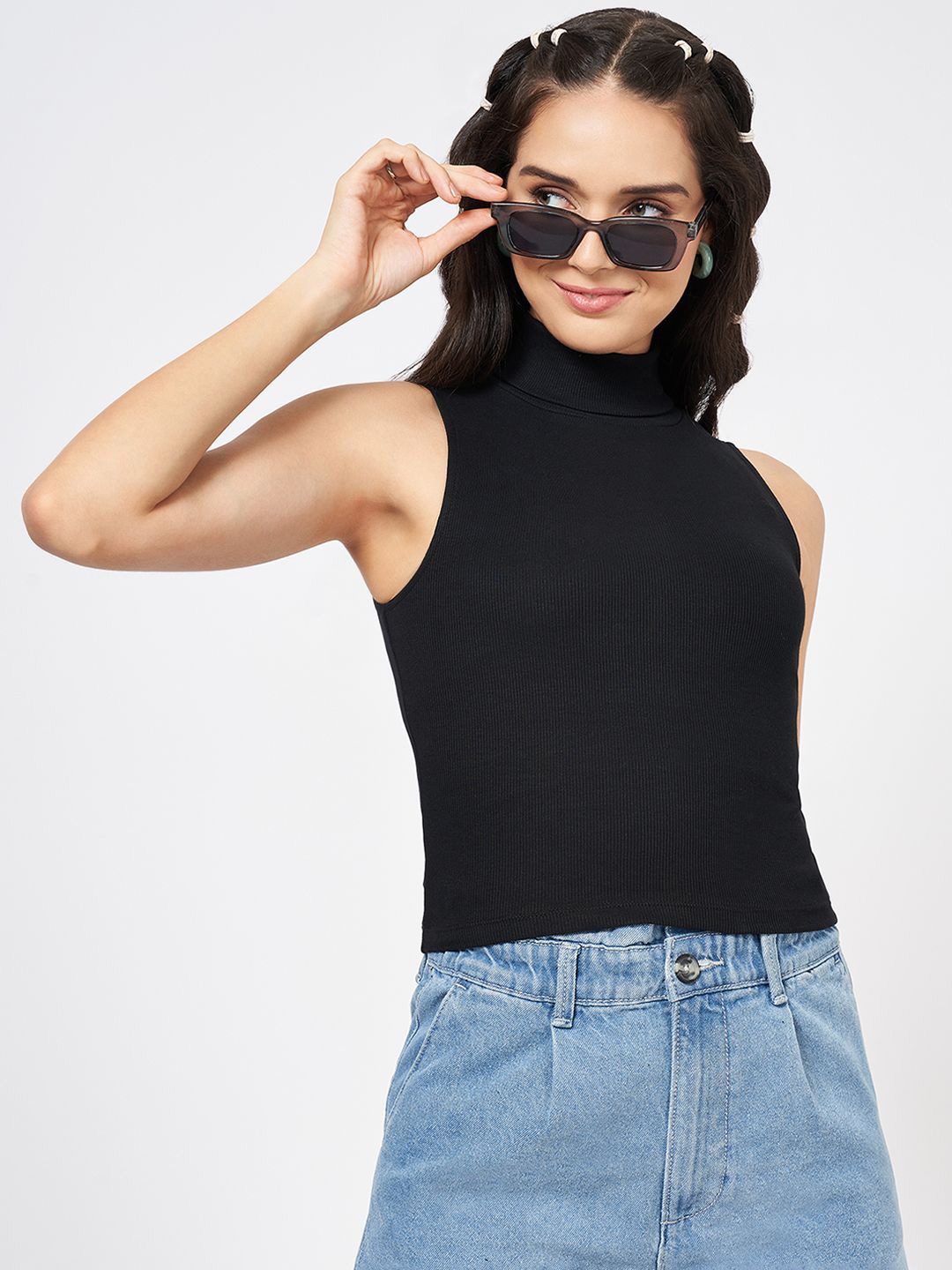 

People womens solid Top, Black