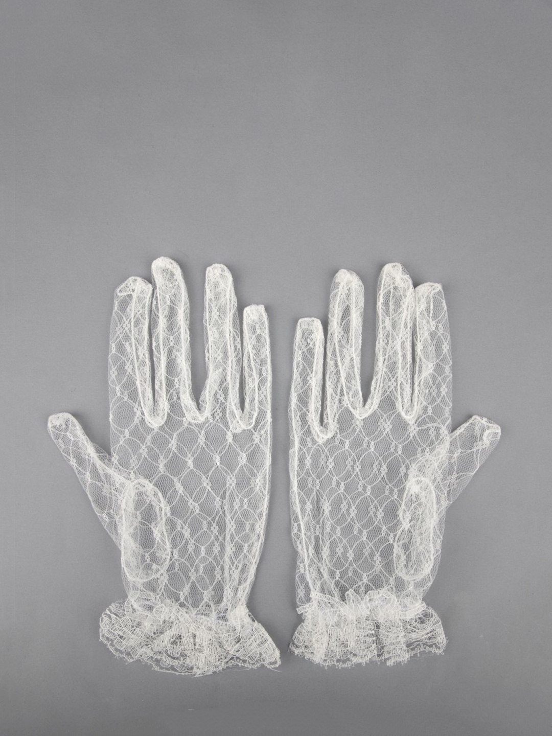 

TIPY TIPY TAP Girls Semi Sheer Netted Gloves, White