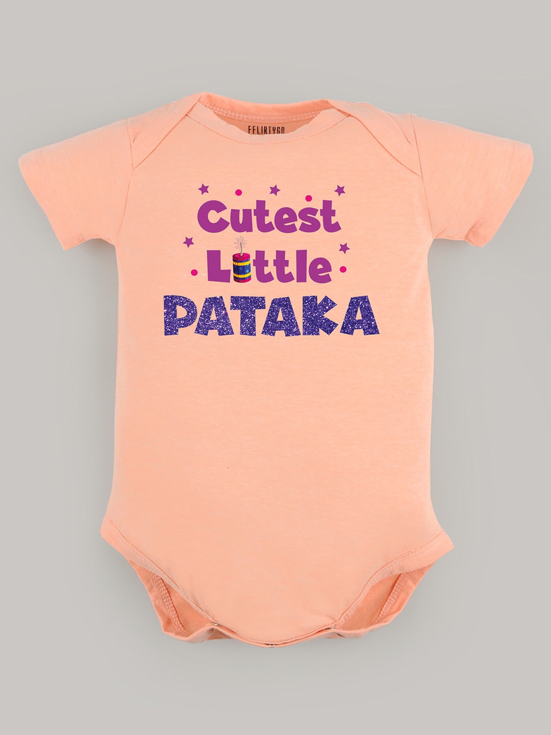 

FFLIRTYGO Kids Printed Cotton Bodysuit, Peach