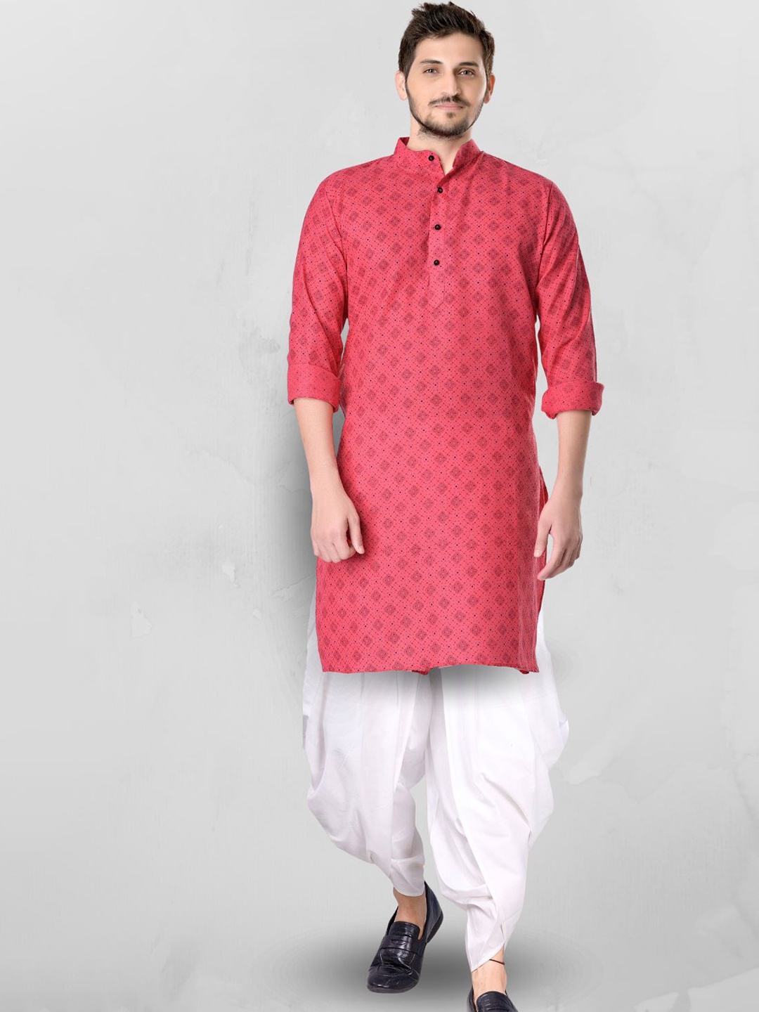 

SHIWAM ETHNIX Geometric Printed Straight Kurta with Dhoti Pants, Pink