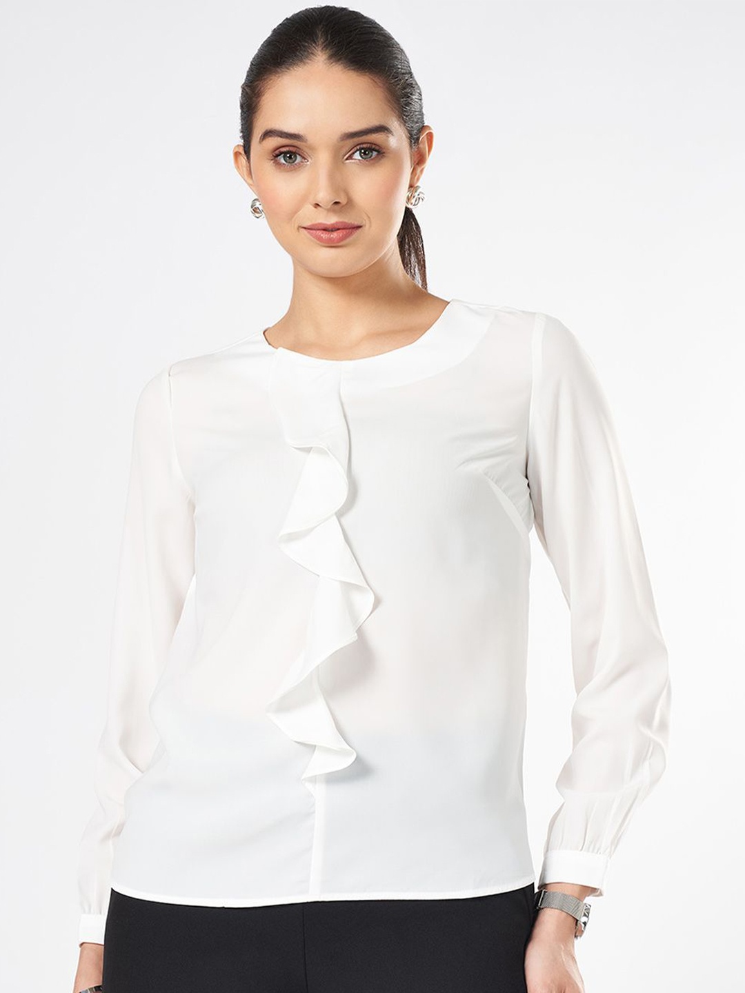 

Annabelle by Pantaloons Women Solid Casual Top, Off white