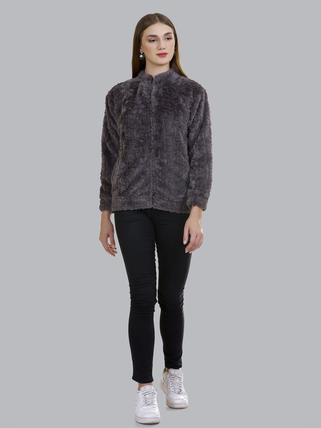 

Pink Marie Women Round Neck Sweatshirt, Grey