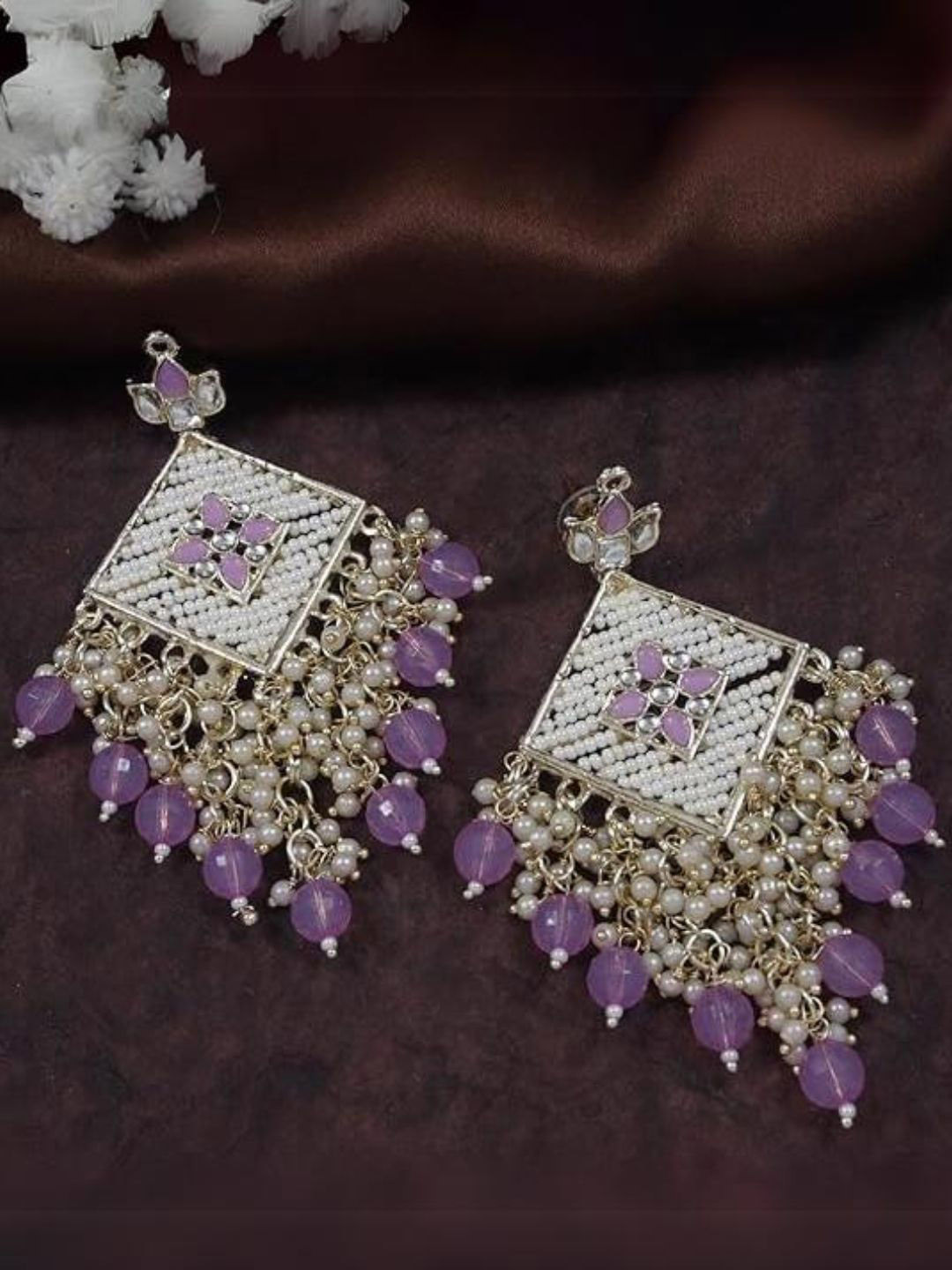 

I Jewels Contemporary Jhumkas Earrings, Purple