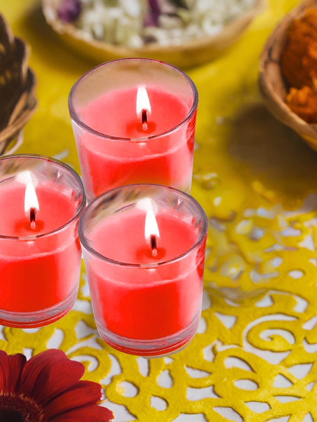 

Special You Set Of 3 Red Glass Candles