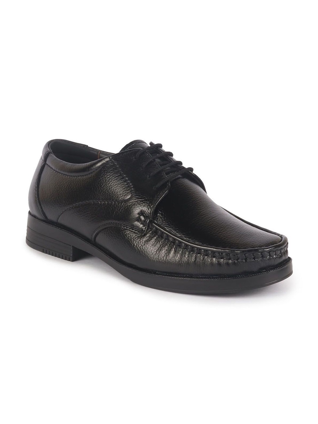 

FAUSTO Men Block Heeled Leather Derby Shoes, Black