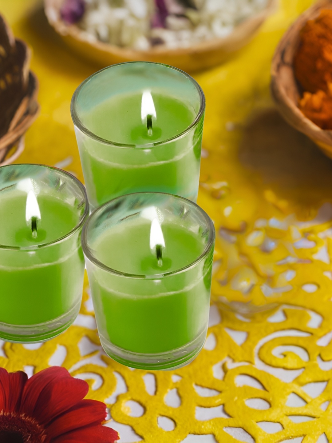 

Special You Green & Transparent 3 Pieces Glass Scented Candles