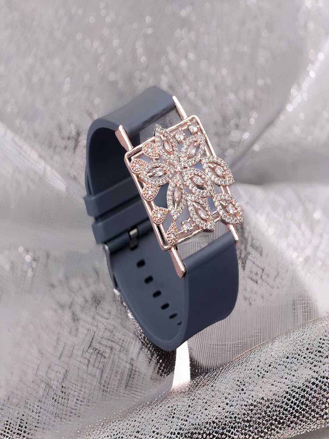 

UNIVERSITY TRENDZ Rose Gold-Plated American Diamond Wraparound Bracelet