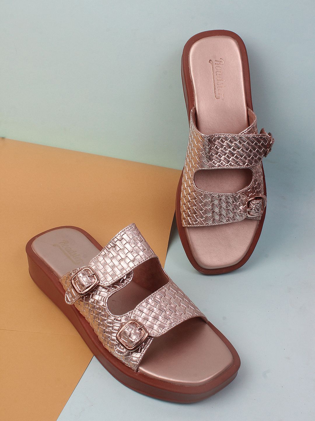 

The Roadster Lifestyle Co Women Open Toe Flats, Gold