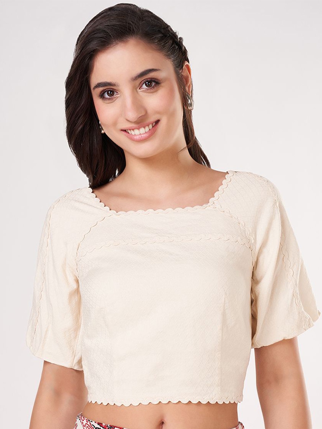 

Honey by Pantaloons Women Cotton Crop Top, Beige